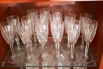 Set Of 15 Waterford Crystal Carina Champagne Flutes
