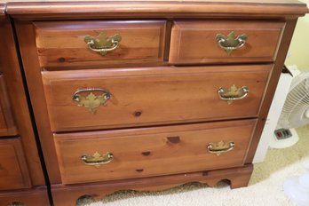 Vintage Colonial Style Wood Dresser/chest With Original Ornate Brass Hardware