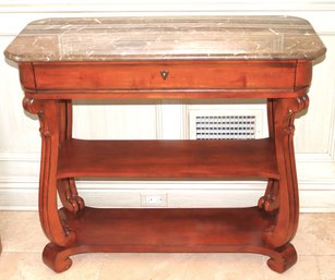 Hallway Console Table With A Marble Veneer Top