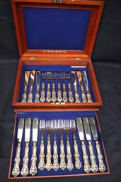 Vintage Sheffield England Luxner And Sons Service For 6 EPNS Flatware With Box