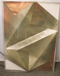 Jeffery Francis Beardsall 1987 Geometric Painted Artwork On Folded Paper In Plexiglass Frame