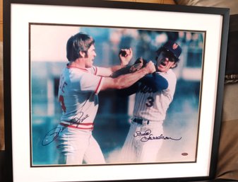 Autographed Photo Of Pete Rose Fighting Bud Harrelson With COA From Steiner Sports
