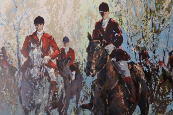 Signed Mark King Lithograph Morning Fox Hunt 108/325 In Frame Approx 55 X 46 Inches