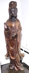 Gorgeous Antique Heavy Bronze Guanyin Statue From Late Qing Dynasty-  More Than 3 Feet Tall!