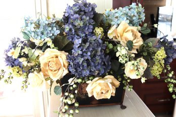 Decorative Planter Basket With Floral Arrangement