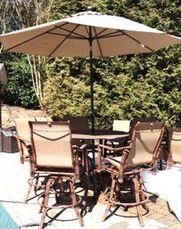 Castelle Rustic Metal Patio High Top Pub Style Table & Stools