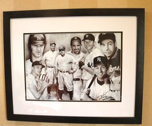 NY Yankee Star Players Print From Babe Ruth To Alex Rodriguez, Signed By Jiang Zun Zhong
