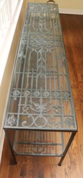 Ornate Vintage/Antique Oversized Wrought Iron Console With Glass Top
