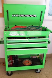 U. S. General Green Metal Rolling Toolbox, In Like New Condition!