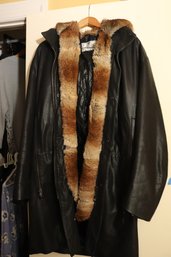 David 2 Leather With Vera Pelle Real Leather Fur Liner Along The Edges Jacket Made In Florence Italy Size 52