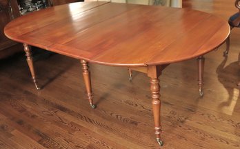 Vintage Cherrywood Dining Table With Extensions, On Casters Easy To Move Around Includes 3 Extra Lea
