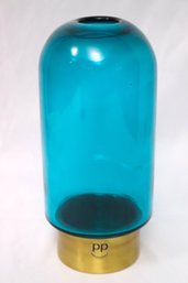 Aqua Color MCM Glass Bullet Vase By Dutch Designer Pols Patten.