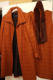 Ron Leal Designer Wool And  Cashmere Dress Size 6 With Matching Jacket Size 6 And Scarf, Looks To Be Unworn