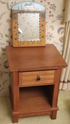 Mission Style Wood Nightstand And Hand Painted Wood Dream Mirror