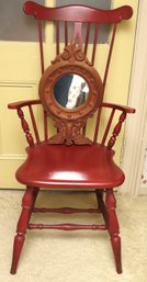 Vintage Red Painted Windsor Spindle/comb Back Armchair Includes A Carved Wood Federal Style Mirror W Eagle