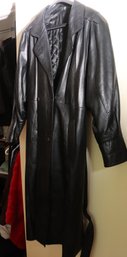 Womens Long Leather Trench Coat Size Medium