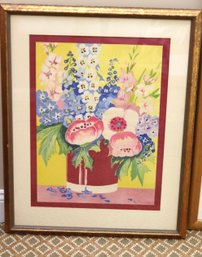 Lovely Vintage Floral Still Life Framed Print Signed Pearson.