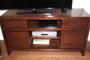 Contemporary TV/stereo Cabinet In Dark Wood Tone With Storage Compartments
