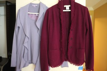 Lavender Cashmere 2-piece Combo By Grainne And Co Size 1(small) Blouse And Cardigan & Maria D Ripabianca