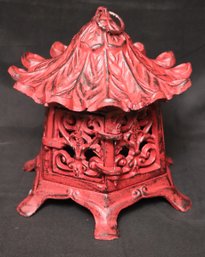 Vintage Cast Iron Asian Pagoda Votive Candle Lantern