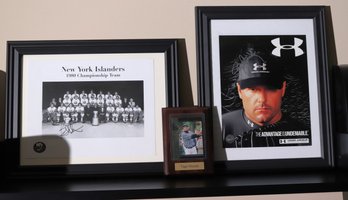 Roger Clemens Autographed Under Armour Rocket Man, Islanders 1980 Championship Picture & Tiger Woods Uppe