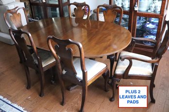 Georgian Style Double Pedestal Mahogany Dining Table & 6 Chairs