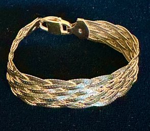 14K YG 7 INCH MESH WEAVE STYLE BRACELET - ITALY