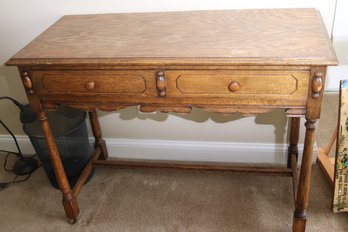 Ca. 1930s Oak Desk On Wooden Casters.