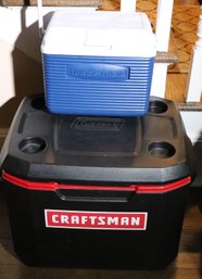 Coleman Craftsman Cooler On Wheels With Handle Includes A Smaller Rubbermaid Cooler Great For Lunch Time