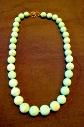 Antique Turquoise Bead 21 Inch Necklace With Gold Clasp