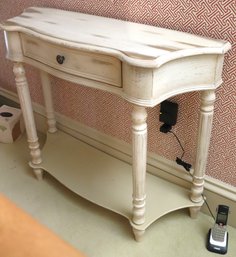 Rustic Finished French Farm Style 2 Tier Console Table W Drawer For Storage, Great Accent Piece For Smaller Sp