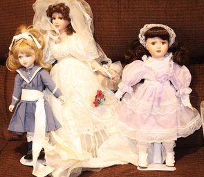 3 Porcelain Faced Dolls Included Renoir 124- Camille