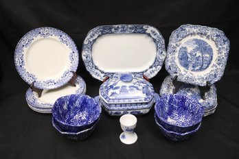 Blue And White Stoneware Includes Mill Stream Made In England By Johnson Bros, Britannia Pottery Glasgow