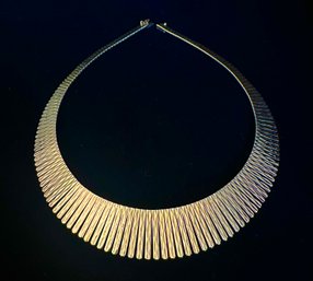 14K YG 16 INCH MAGNIFICENT CLEOPATRA STYLE GRADUATING NECKLACE - ITALY