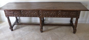 HOLLY HUNT BY FORMATIONS Modern Spanish Rustic Solid Carved / Pegged Wood Console Table