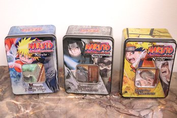 Naruto Collectable Card Game 3 Metal Boxes Filled With Cards!!!