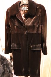 Black Sheared Fur Coat With Stripe Detailing And Different Nap Length, Tsantos Furs