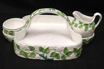 Vintage Italian Made 3-piece Strawberry Basket With Tray