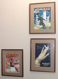 Three Vintage Murad Turkish Cigarette Advertising Prints Ca. 1915