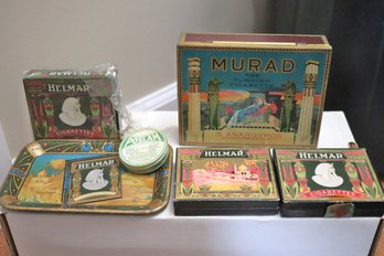 Antique Tobacco Collectables With Helmar Cigarette Boxes & Cigarettes