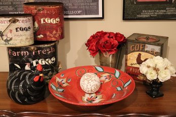 Home Decor Includes La Dolce Vita Hen House Collection Rooster Farm Fresh Canisters, Bowl By Southern Liv