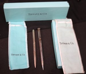 Tiffany And Co Sterling Silver Pen And Pencil With Original Pouch And Box