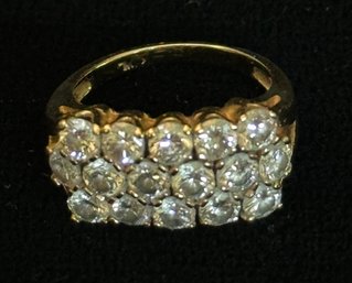 14K YG DAZZLING DIAMOND COCKTAIL RING - SIZE 5