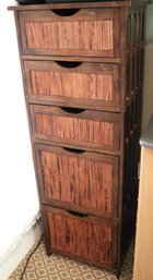 Wooden And Bamboo Reed File Cabinet Storage.