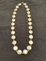 Freshwater Coin Pearl Necklace With Yellow Gold Links