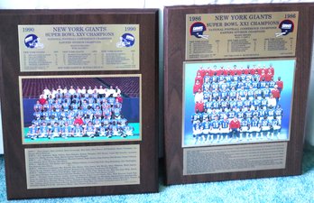 1986 & 1990 New York Giants Super Bowl Commemorative Championship Wall Plaques