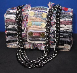 Unique Woven Handbag By KooreLoo -10 Inch W X 3 3/4 Inch D X 6 Inch T - Snap Front.