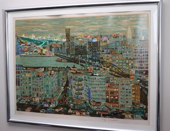 Colorful Ralph Fasanella  Signed Limited Edition Print Of NYC