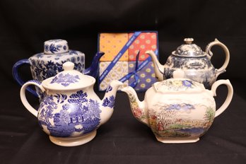 An Assortment Of 4 Toile Pattern Teapot And Pierre Deux Boxed Provenal Ceramic Coasters