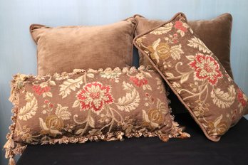 Collection Of Decorative Pillows Includes 2 Square Microfiber With Piping Along The Edges & 2 Accent Pillows.